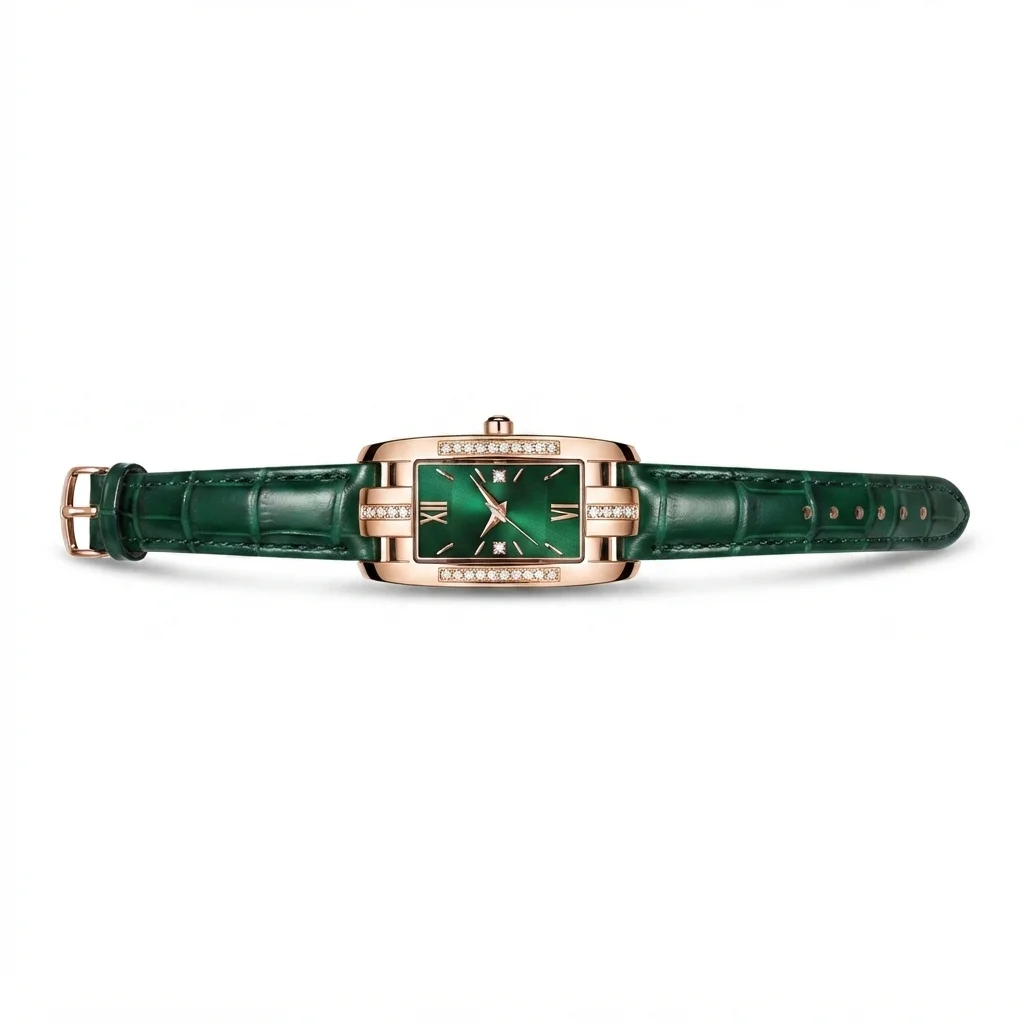 Emerald Aura-Luxury green square women's watch