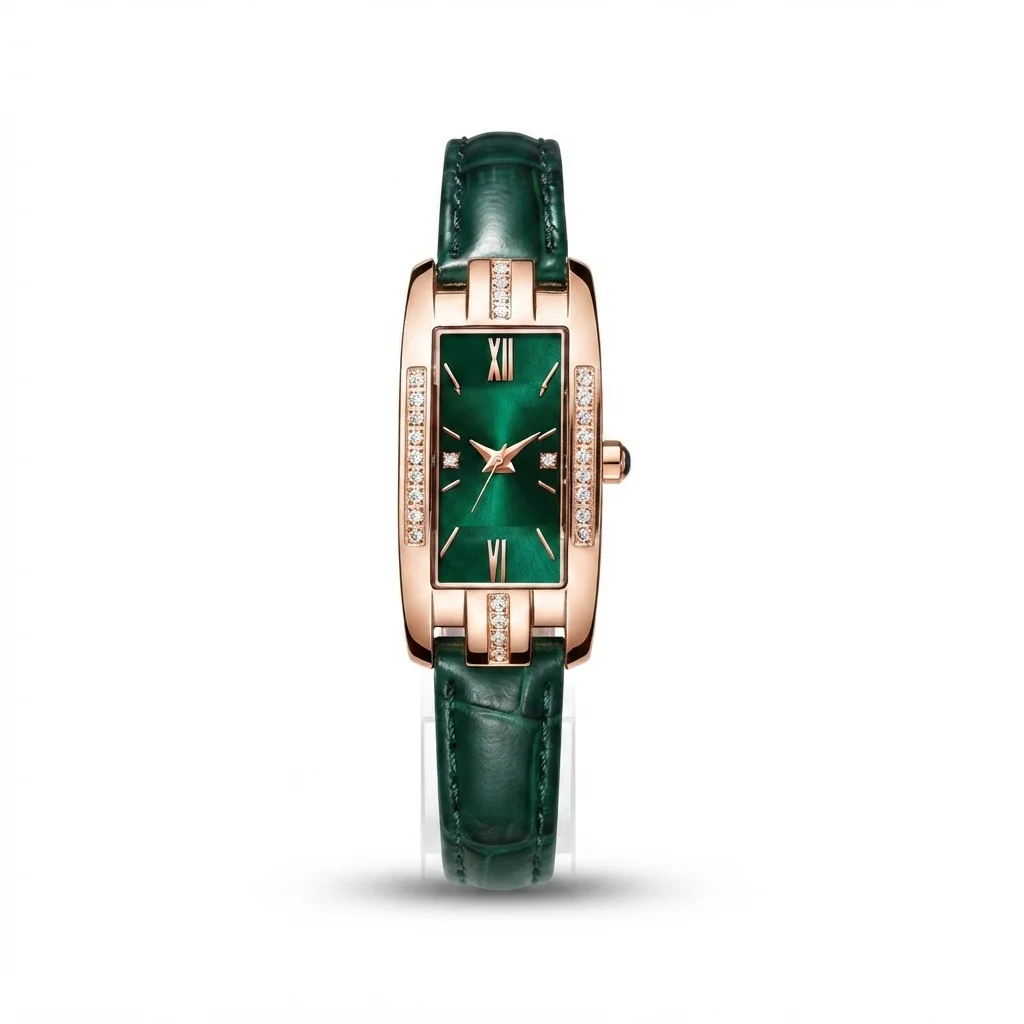 Emerald Aura-Luxury green square women's watch