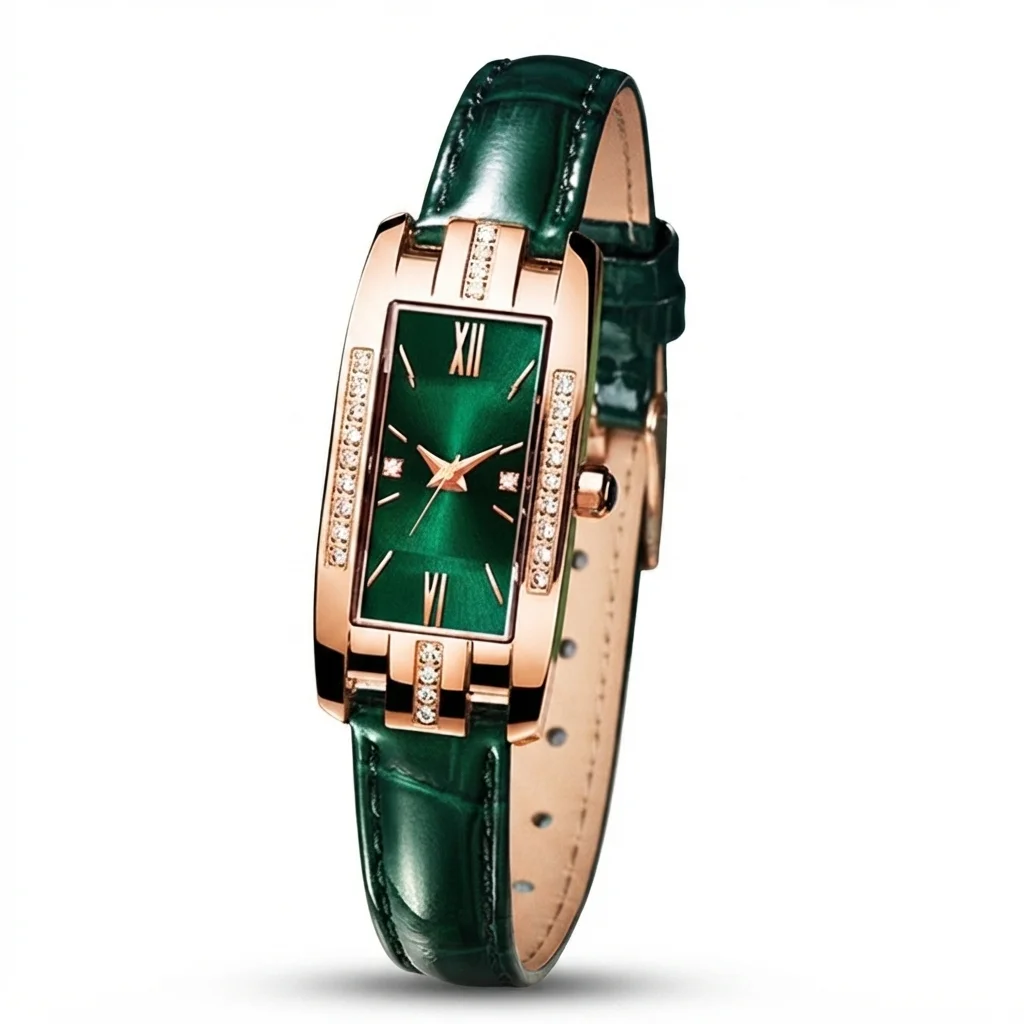 Emerald Aura-Luxury green square women's watch
