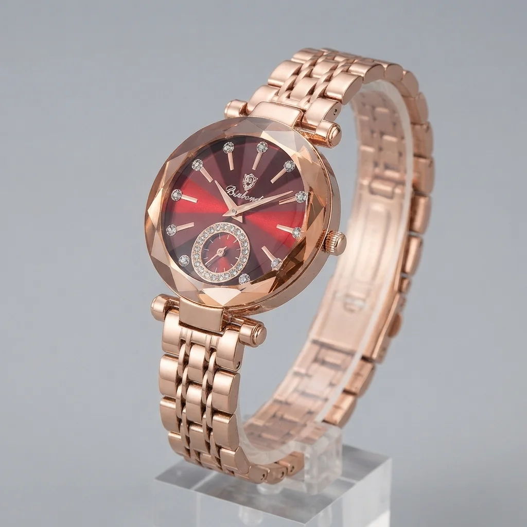 Women rose gold watch.