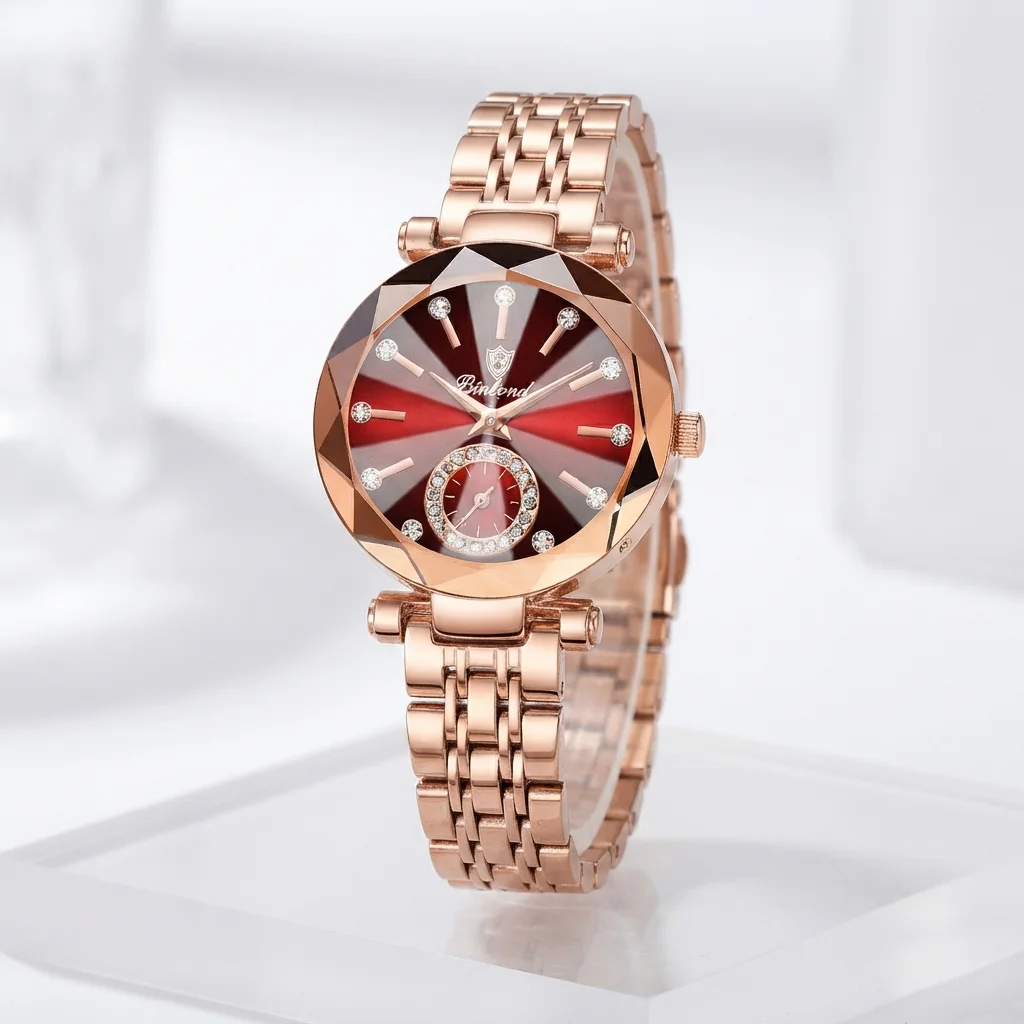 Women rose gold watch.