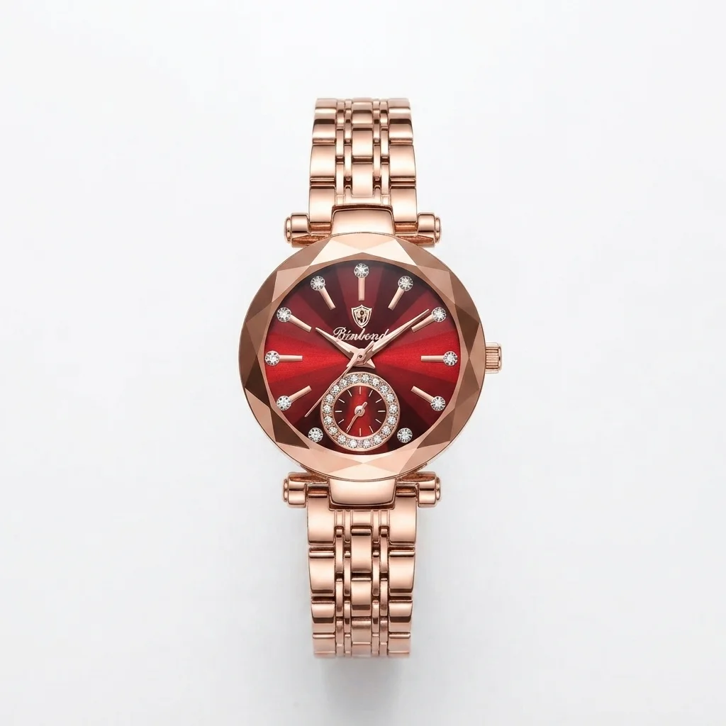 Women rose gold watch.