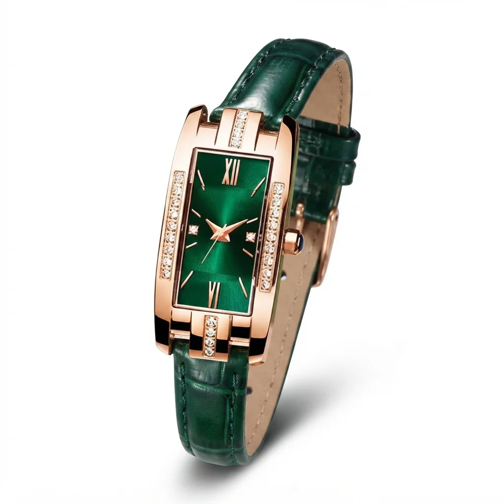 Emerald Aura-Luxury green square women's watch